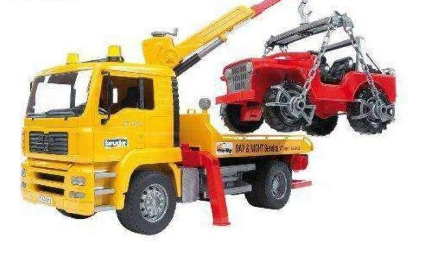 Image of Bruder Man Replica Tow Truck With Country Vehicle