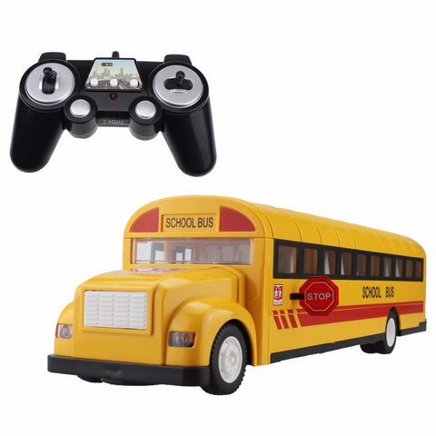 Image of RC Car School Bus 2.4G Remote Control Buses Opening Door One Key Starting Transporter Vehicle Hobby Toys with Sound&Light